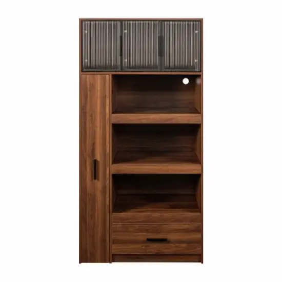 Lycvki 70.87" Tall Kitchen Pantry Cabinet with Pull-out Multi-tier Storage Shelf and Drawers image {10}