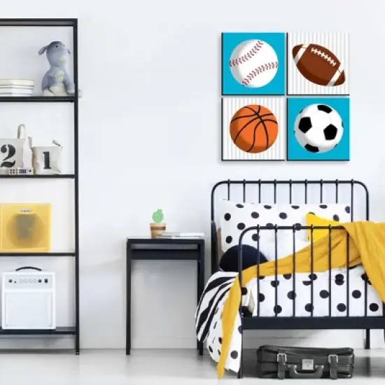 Big Dot of Happiness Go, Fight, Win - Sports - Kids Room, Nursery & Home Decor - 11 x 11 inches Nursery Wall Art - Set of 4 Prints for baby's room image {2}