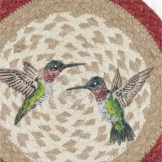 Earth Rugs Vibrant Hummingbird Design Round Jute Trivet image {2}