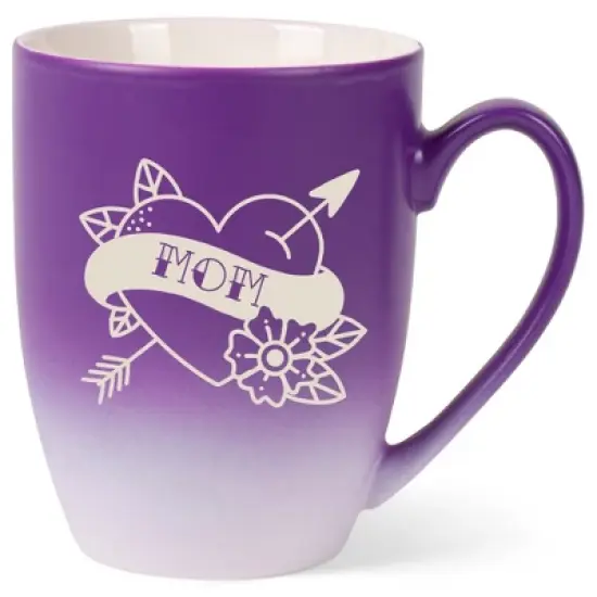 100 North Floral Heart 10 Ounce Purple and White Two Toned Ombre, Comfortably Fits Your Hands, Ceramic Tea Coffee Cup Mug, Mom image {1}