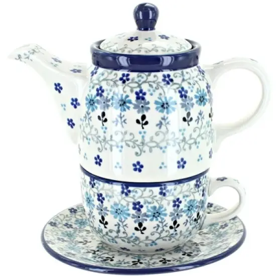 Blue Rose Polish Pottery 423 Caramika Artystyczna Tea for One image {4}