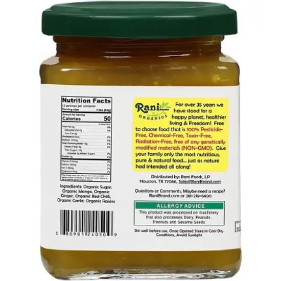 Organic Major Grey Mango Chutney - 10.5oz (300g) - Rani Brand Authentic Indian Products image {3}