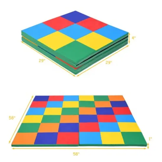 Infans 58" Toddler Foam Play Mat Baby Folding Activity Floor Mat Home School Daycare image {6}