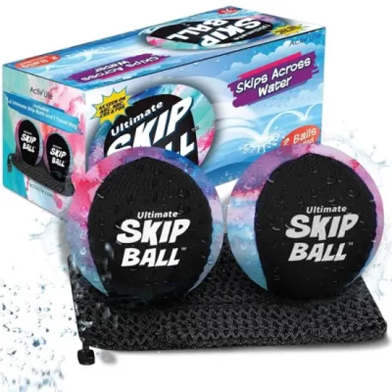 Activ Life Gifts for Kids [Water Skip Balls] Beach Games for Adults and Family Basket Stuffers Boys Girls - Black Splatter image {5}