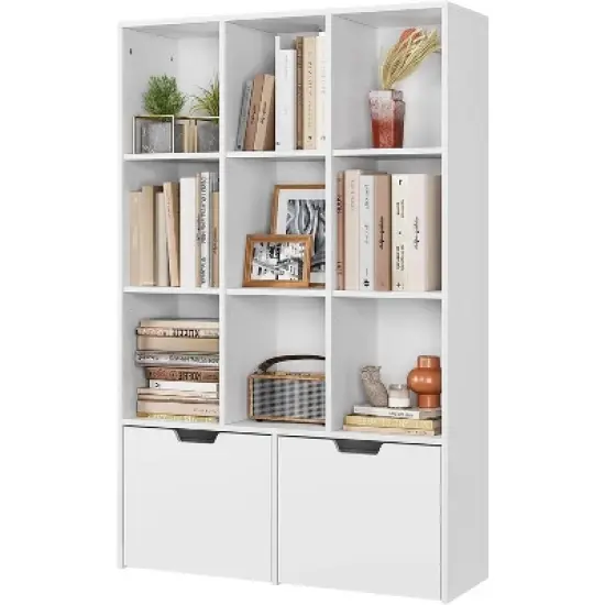 ODK 5 Tier Bookshelf 55.3" Tall Bookcase Modern Bookcase Storage Cabinet Wood Bookshelves Storage Organizer Shelf Freestanding Open Book Shelves image {3}