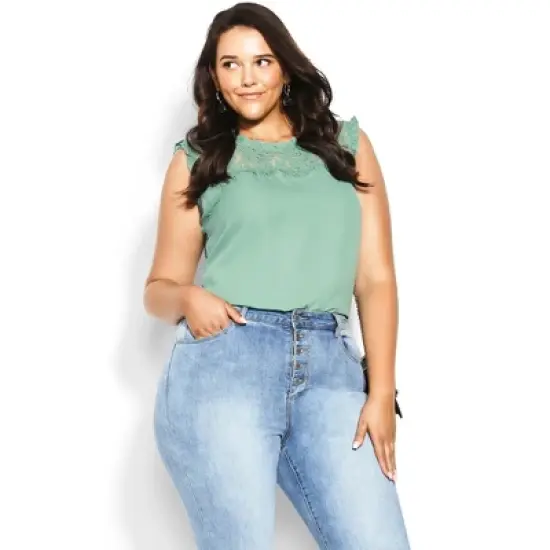 Women's Plus Size Lace Angel Top - sage | CITY CHIC image {8}