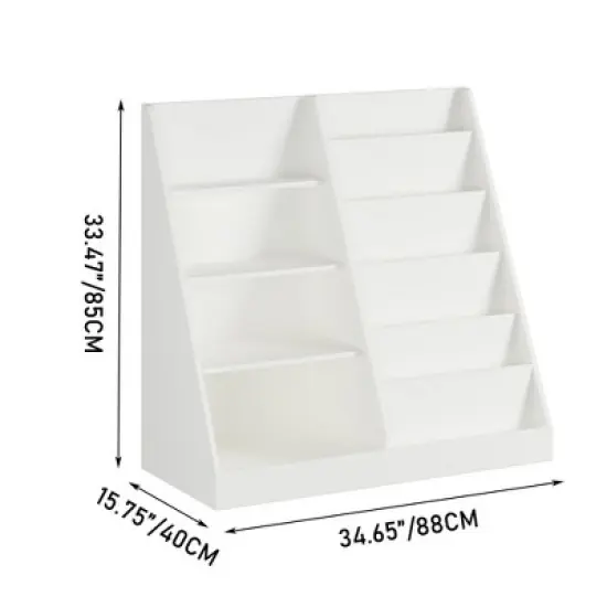 KWPZQEB Kids Bookshelf and Toy Storage Organizer, Multifunctional 6 Tier Wooden Bookcase with 4 Tier Toy Storage for Playroom, classroom, White image {6}