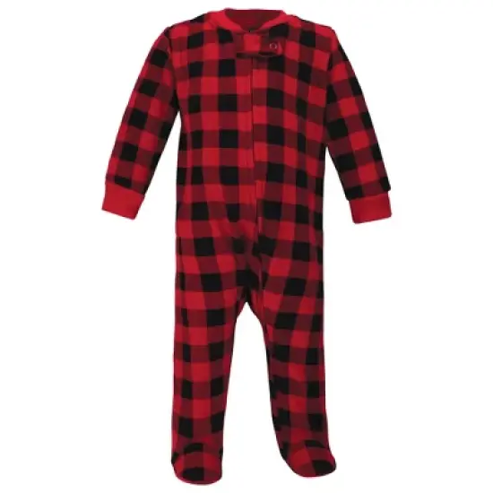 Hudson Baby Infant Boy Premium Quilted Zipper Sleep and Play, Buffalo Plaid Bear image {3}