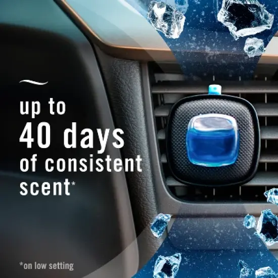 Febreze Car Auto Platinum Ice: Adjustable Scented Vent Clip Freshener, Phthalate-Free, Disposable, 40-Day Duration image {5}