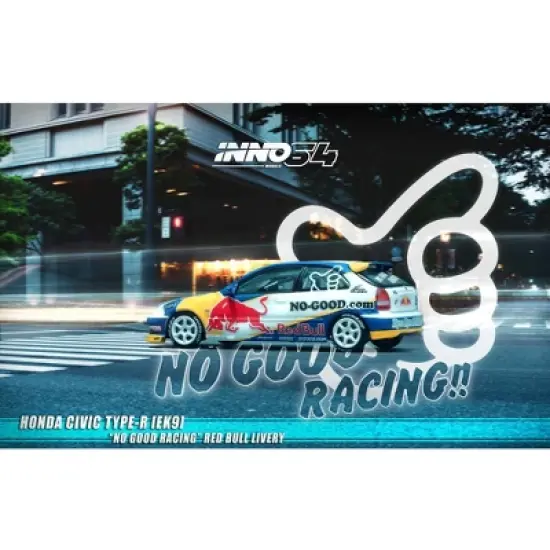 Honda Civic Type-R (EK9) RHD (Right Hand Drive) "No Good Racing" Red Bull Livery 1/64 Diecast Model Car by Inno Models image {3}