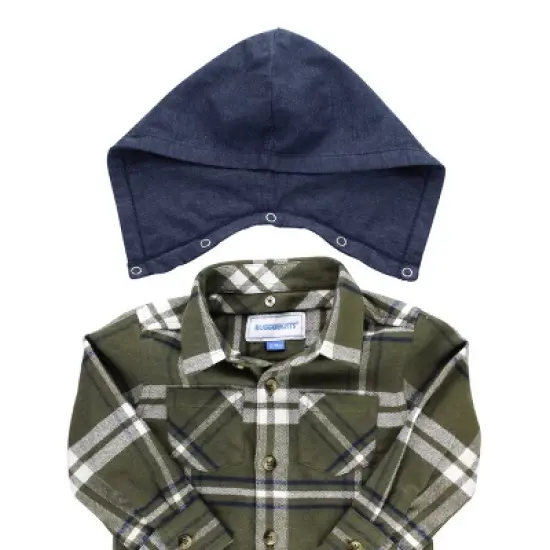RuggedButts Oliver Plaid Hooded Button Down Shirt image {4}