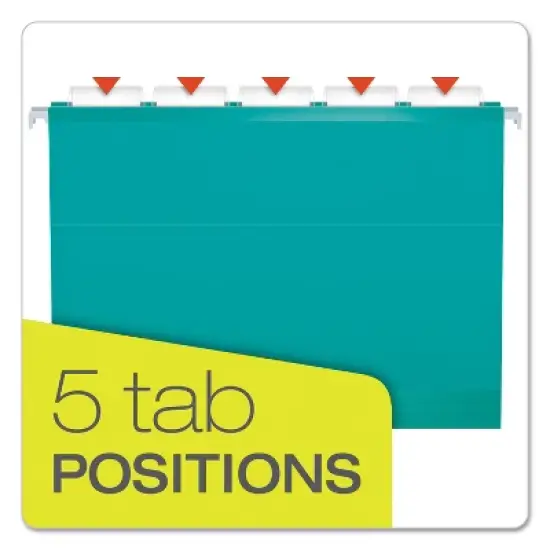 Pendaflex Reinforced Hanging Folders 1/5 Tab Letter Aqua 25/Box 415215AQU image {3}