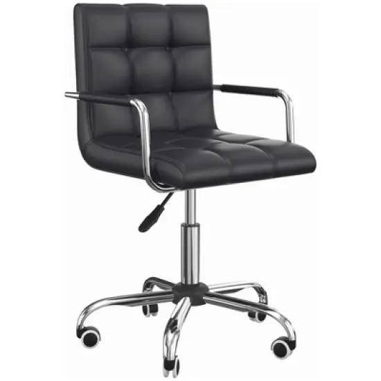 HOMCOM Modern Computer Desk Office Chair with Upholstered PU Leather, Adjustable Heights, Swivel 360 Wheels image {3}