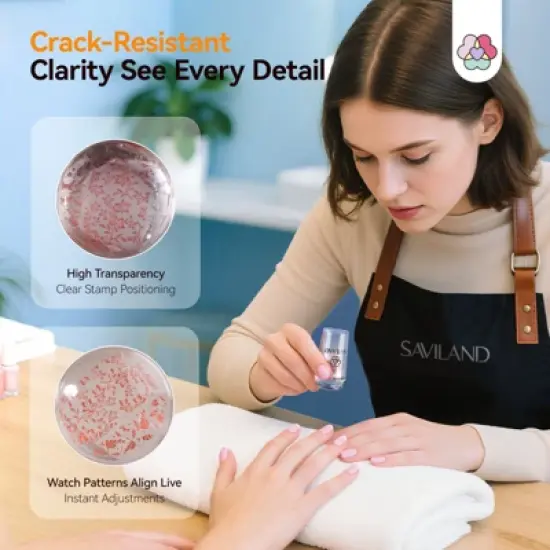 Saviland Clear Silicone Nail Stamper Heads, 6pc Short & Long Jelly French Tip Stampers for Manicure Tools, Crack-Resistant image {3}