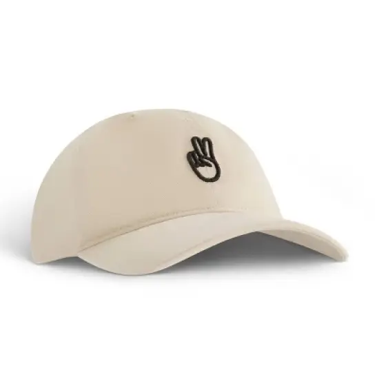 Concept One Peace Sign Dad Baseball Hat - Beige: Cotton Twill, Adjustable Hook & Loop Fastener, Midweight Fabric image {4}