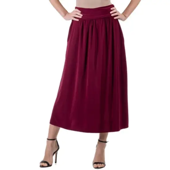 24seven Comfort Apparel Womens Foldover Maxi Skirt With Pockets image {7}