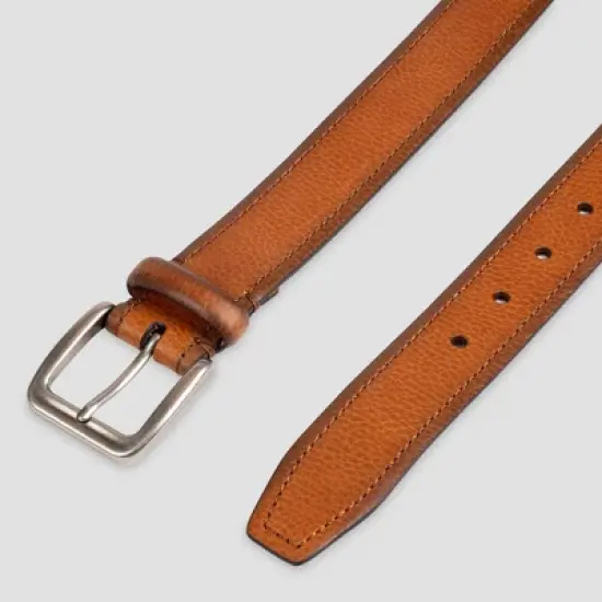 Men's Leather Belt with Stitch - Goodfellow & Co&trade; Tan image {2}