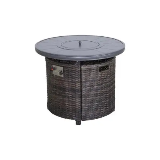 25" H x 32" W Aluminum Propane Outdoor Fire Pit Table with Lid image {4}