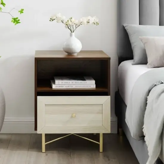 Jones Modern 1 Drawer Nightstand with Cubby - Saracina Home image {2}