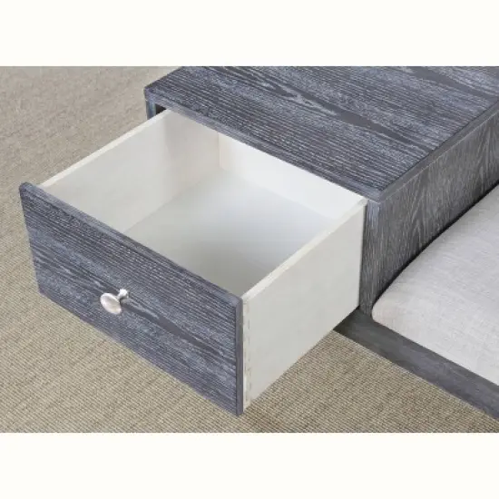 Luce Mid Century Modern Storage Bench Weathered Gray - HOMES: Inside + Out image {2}