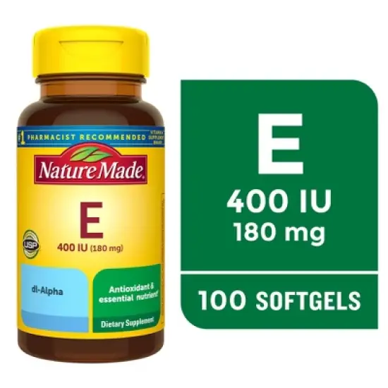 Nature Made Vitamin E 180mg (400 IU) dl-Alpha for Antioxidant Support Softgels - 100ct image {8}
