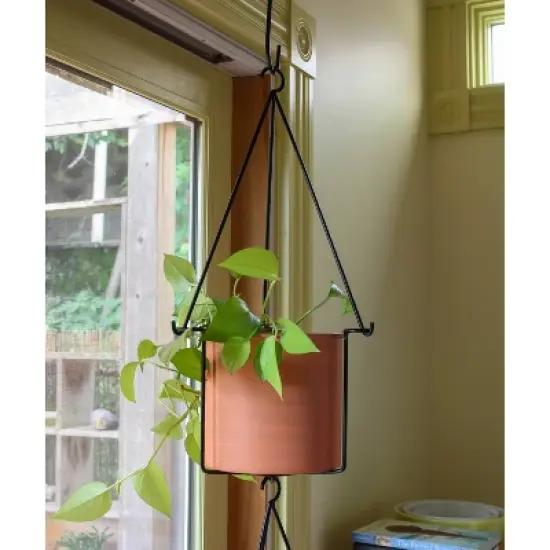 ACHLA Designs 10.5" Wide Indoor/Outdoor Cylindrical Galvanized Vera Hanging Planter Pot image {2}