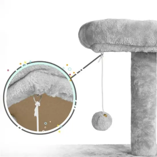 Yaheetech Multilevel Plush Cat Activity Tower with Dangling Balls image {4}