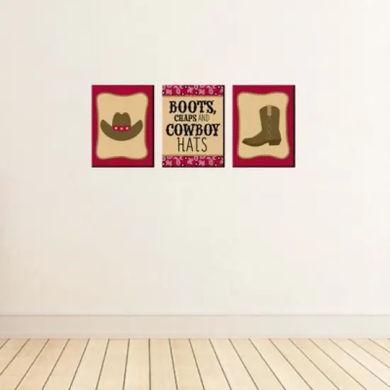 Big Dot of Happiness Little Cowboy - Western Nursery Wall Art and Kids Room Decorations - Gift Ideas - 7.5 x 10 inches - Set of 3 Prints image {2}