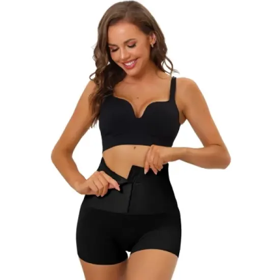 Allegra K Women's Butt Lifter Waist Trainer Body Shaper High Waisted Boyshorts Shapewear with Hooks Closure image {7}