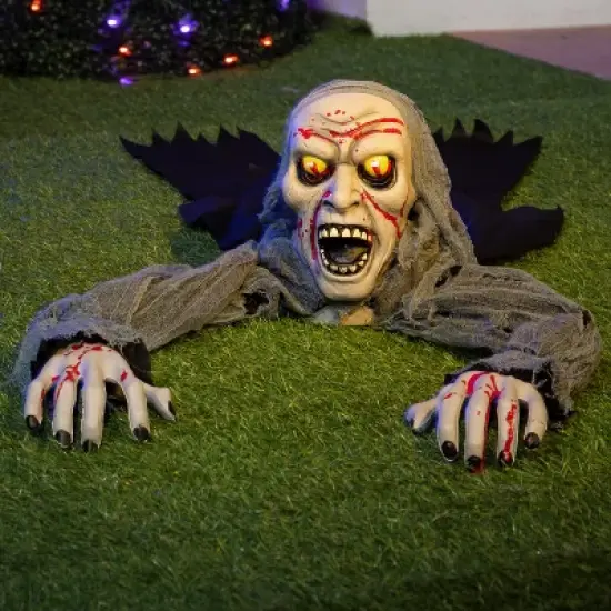 Joyfy Halloween Decoration Light-Up Zombie Groundbreaker, Halloween Outdoor Decor with bloodstain and Creepy Sound for Lawn Yard Patio Garden image {10}
