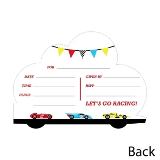 Big Dot of Happiness Let's Go Racing - Racecar - Shaped Fill-in Invites - Birthday Party or Baby Shower Invite Cards with Envelopes - Set of 12 image {2}