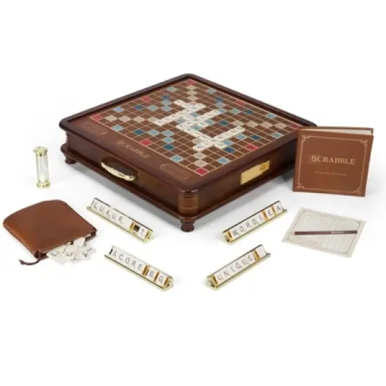 WS Game Company Scrabble Luxury Edition Board Game with Rotating Wooden Game Board image {9}