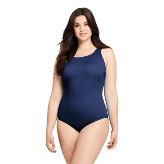 Lands' End Women's Mastectomy Chlorine Resistant Tugless One Piece Swimsuit Soft Cup image {2}
