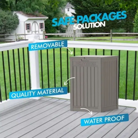 Sersper 48 Gallon Multi-Purpose Lockable Trash, Storage & Parcel Drop Box, Waterproof Resin, Brown (6 Pack) image {2}