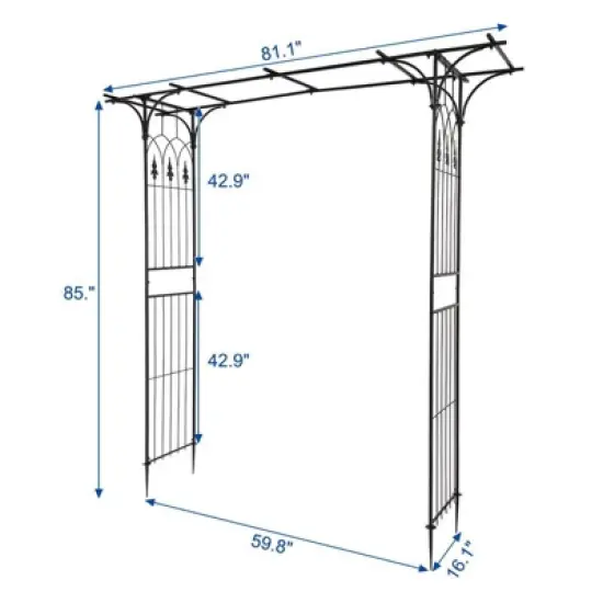 Karl Home 7FT Black Iron Garden Arbor Flat Top image {1}