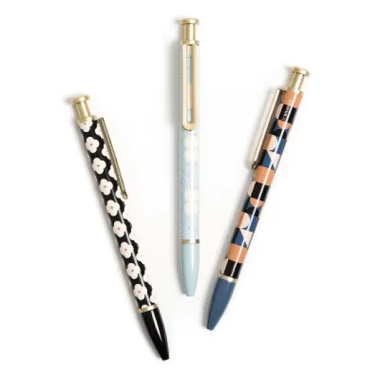 3ct Ballpoint Pens Black Ink - The Monterey - U Brands: Cute Pen Set, Pretty Journal Pens, 1.0mm Retractable, Non-Toxic image {4}