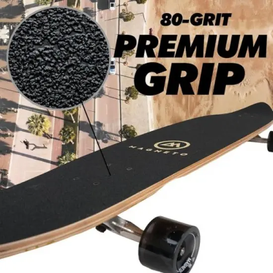Magneto 44-inch Kicktail Cruiser Longboard Skateboard - Bamboo & Canadian Maple Deck - Commuting, Cruising, Carving (Palm Flats) image {3}