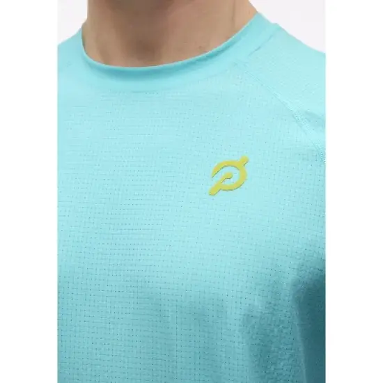 Peloton Men's Grid Jacquard Colorblock Short Sleeve, Aqua Sky image {4}
