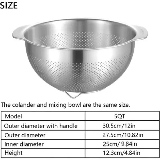 18/8 Stainless Steel Microwell Colander, Fruits, Rice, and Pasta image {1}