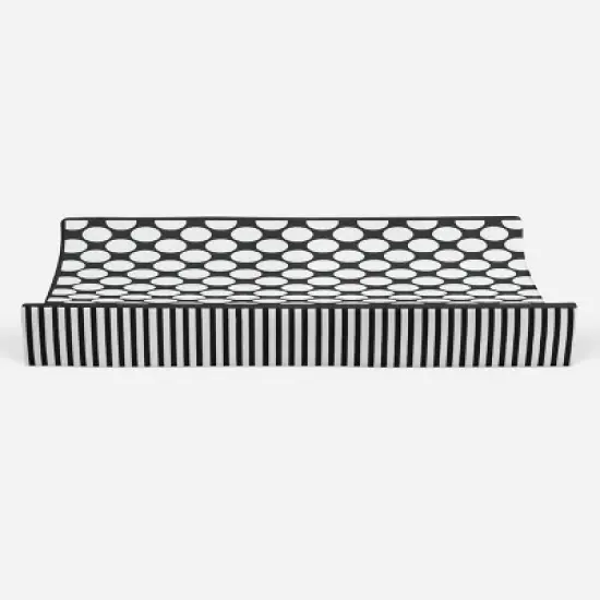Bacati - Dots/Pin Stripes Black/White Large Dots Changing Pad Cover image {4}
