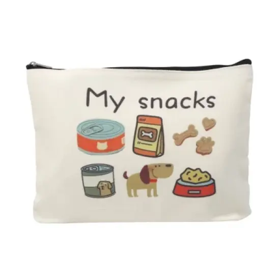 Unique Bargains Durable Pet Snacks Pattern Makeup Bag Beige 1 Pc image {5}