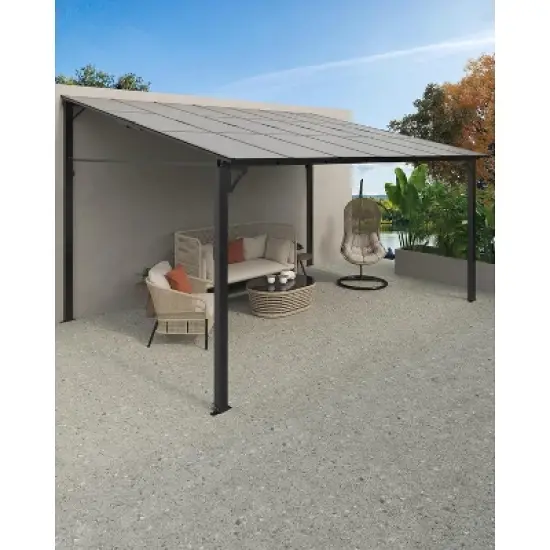 GustoWave 10 x 14 FT Lean to Wall Mounted Gazebo Pergola for Patio, Decks, Backyard image {1}