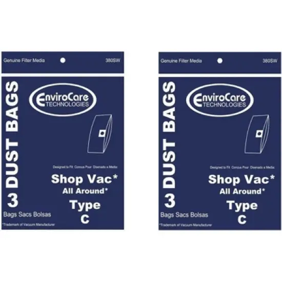 Shop Vac All Around Type C 3 Gallon Vacuum Cleaner Dust Bags 6 pack image {2}