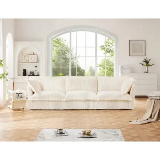 NicBex Couches for Living Room Single Deep Seat Sofa Couch Corduroy Slip-covered Armchair with 1 Big Back Cushion and 2 Big Toss Pillows image {7}