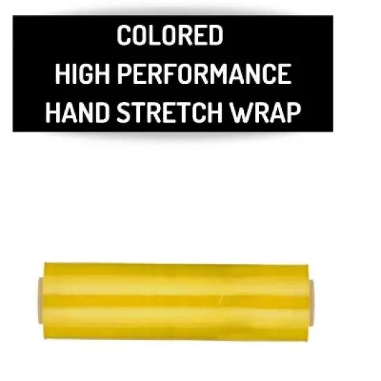 PSBM 4 Rolls Tinted Yellow Hand Pallet Stretch Wrap, 18 in. x 1500 Ft. x 47 Gauge image {4}