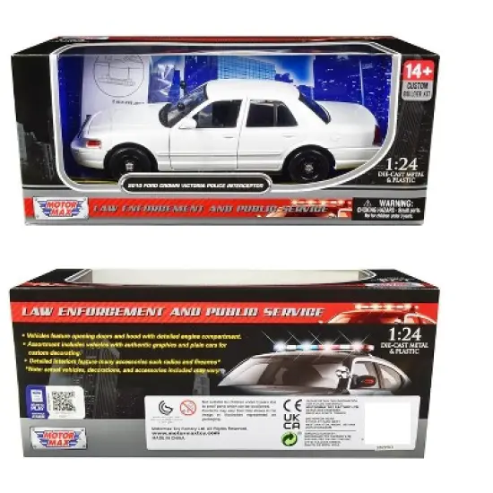 2010 Ford Crown Victoria Police Interceptor Unmarked White "Custom Builder's Kit" Series 1/24 Diecast Model Car by Motormax image {2}