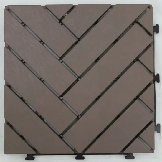 Courtyard Casual Plastic Deck Tiles - Herringbone Pattern Chocolate Color Pack of 9 image {4}