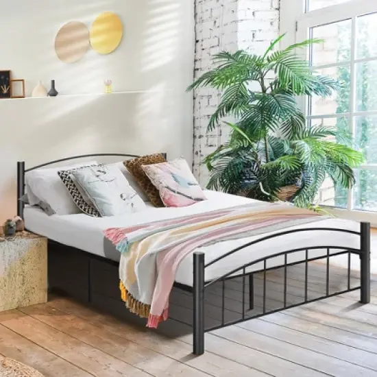 Costway Twin/Full/Queen Size Metal Bed Frame Platform Mattress Foundation with Headboard Footboard image {2}