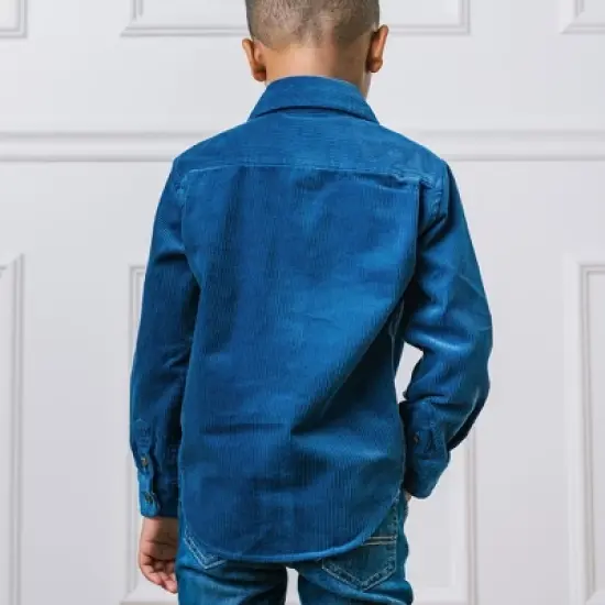 Hope & Henry Boys' Long Sleeve Corduroy Button Down Shirt with Flap Pockets, Kids image {5}
