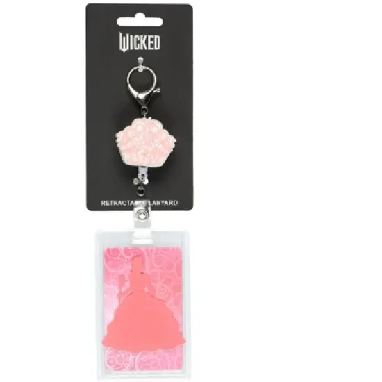 Wicked Retractable Reel Lanyard Glinda The Good Witch ID Badge Holder Keychain Pink image {3}